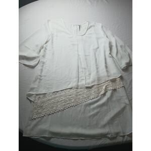 Miilla 3/4 Sleeve Women White Fairy Whimsy Boho Coquette Size‎ Medium Layered